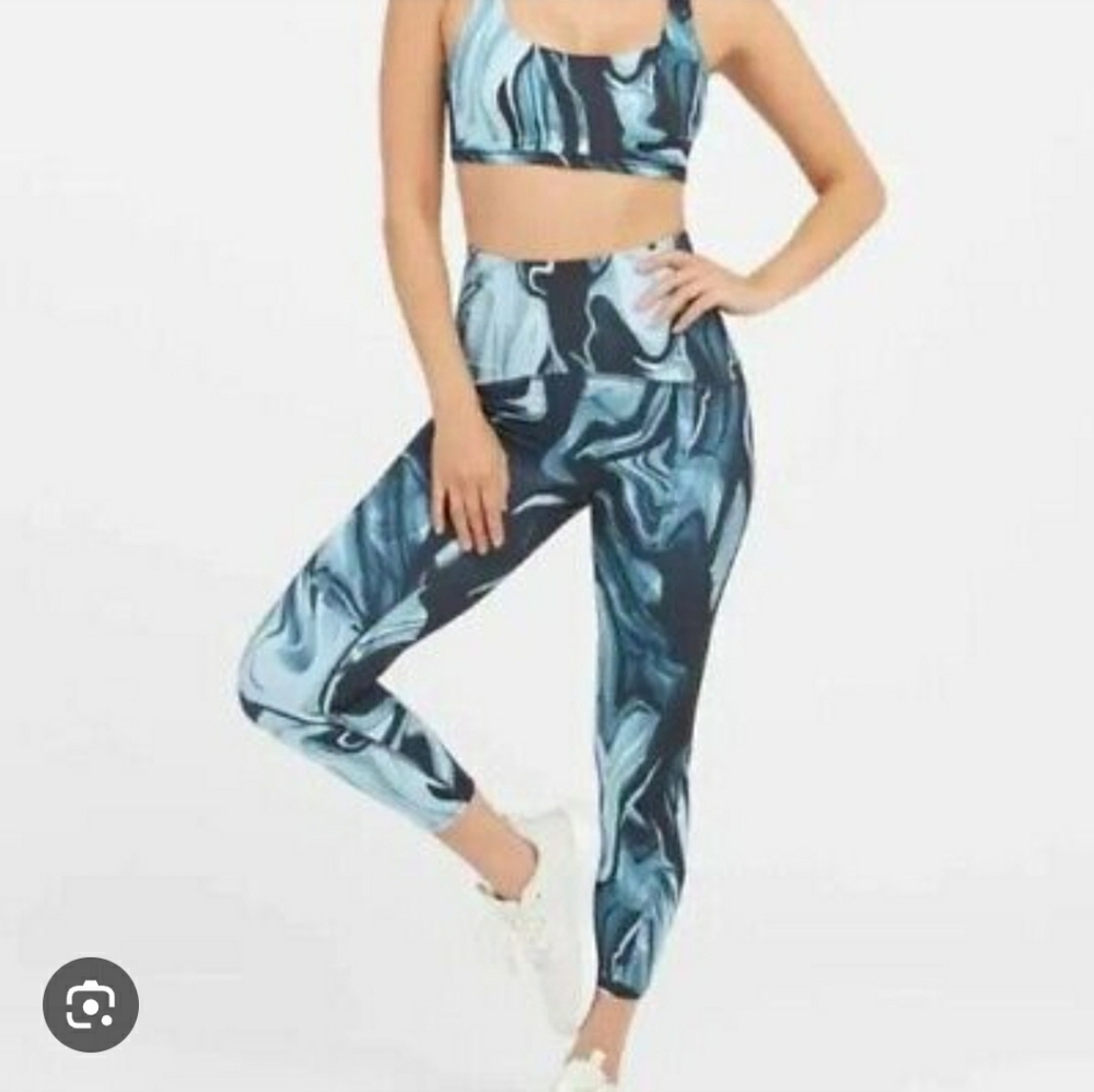 SPANX XL Boots Boost 7/8 leggings Marble blue black
